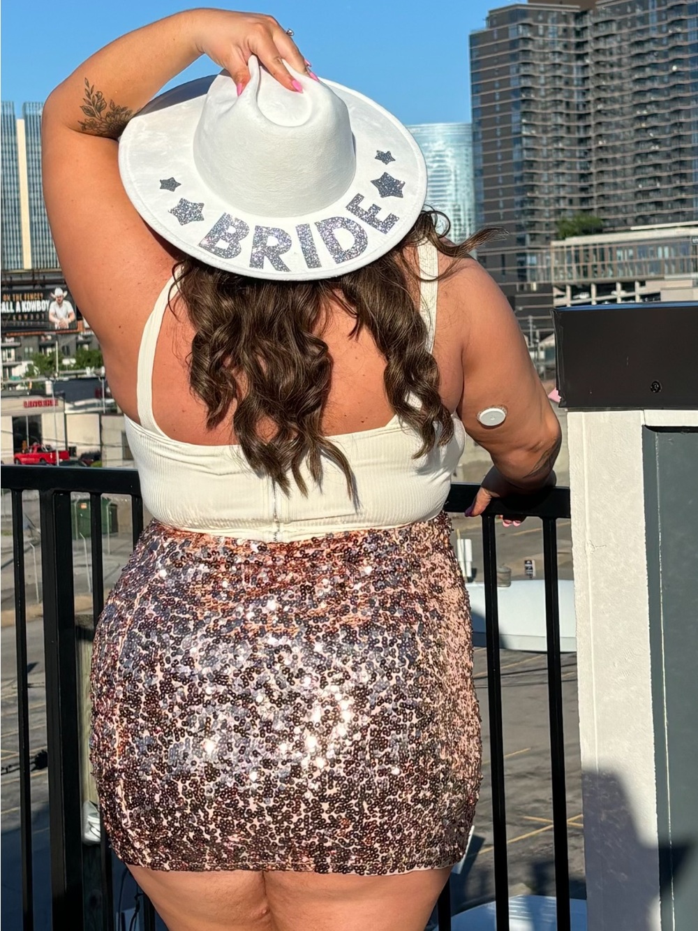 BRIDE White Cowboy Hat with Wide Brim
